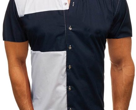 Ericdress Lapel Color Block Casual Slim Triple-Breasted Men’s Shirt