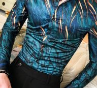 Ericdress Lapel Color Block Korean Single-Breasted Spring Men’s Shirt