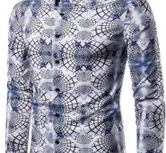 Ericdress Lapel Color Block Print Slim Single-Breasted Men’s Shirt