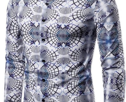 Ericdress Lapel Color Block Print Slim Single-Breasted Men’s Shirt