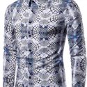 Ericdress Lapel Color Block Print Slim Single-Breasted Men’s Shirt