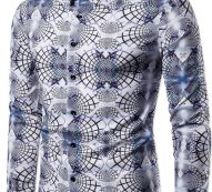 Ericdress Lapel Color Block Print Slim Single-Breasted Men’s Shirt