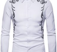 Ericdress Lapel Embroidery Slim Single-Breasted Men’s Shirt