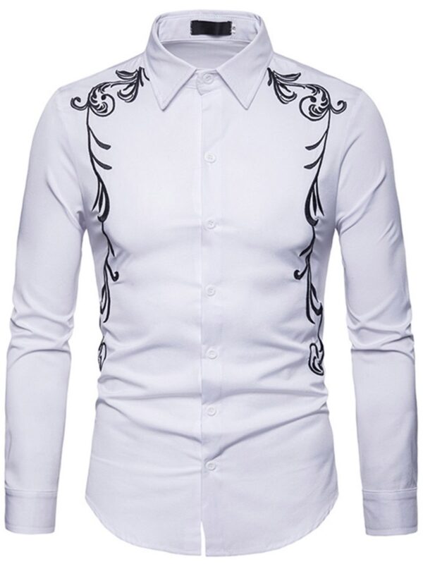 Ericdress Lapel Embroidery Slim Single-Breasted Men's Shirt