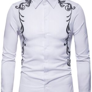 Ericdress Lapel Embroidery Slim Single-Breasted Men's Shirt