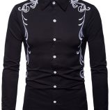 Ericdress Lapel Embroidery Slim Single-Breasted Men’s Shirt