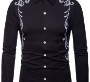 Ericdress Lapel Embroidery Slim Single-Breasted Men’s Shirt