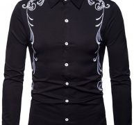 Ericdress Lapel Embroidery Slim Single-Breasted Men’s Shirt