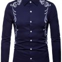 Ericdress Lapel Embroidery Slim Single-Breasted Men’s Shirt