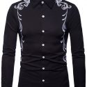 Ericdress Lapel Embroidery Slim Single-Breasted Men’s Shirt