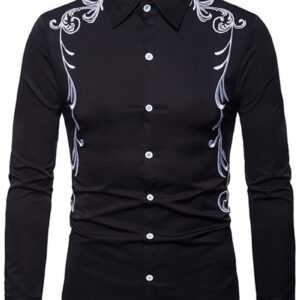 Ericdress Lapel Embroidery Slim Single-Breasted Men's Shirt