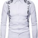 Ericdress Lapel Embroidery Slim Single-Breasted Men’s Shirt