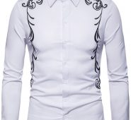 Ericdress Lapel Embroidery Slim Single-Breasted Men’s Shirt