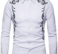 Ericdress Lapel Embroidery Slim Single-Breasted Men’s Shirt