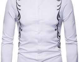 Ericdress Lapel Embroidery Slim Single-Breasted Men’s Shirt