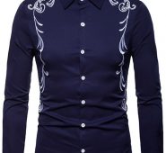 Ericdress Lapel Embroidery Slim Single-Breasted Men’s Shirt