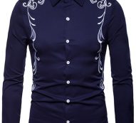 Ericdress Lapel Embroidery Slim Single-Breasted Men’s Shirt