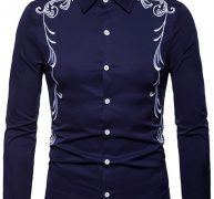Ericdress Lapel Embroidery Slim Single-Breasted Men’s Shirt