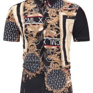 Ericdress Lapel Ethnic Print Slim Single-Breasted Men's Shirt