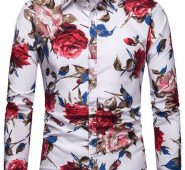 Ericdress Lapel European Floral Slim Single-Breasted Men’s Shirt