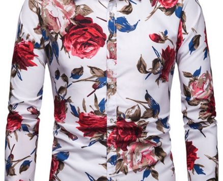 Ericdress Lapel European Floral Slim Single-Breasted Men’s Shirt