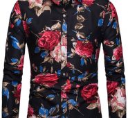 Ericdress Lapel European Floral Slim Single-Breasted Men’s Shirt