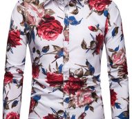 Ericdress Lapel European Floral Slim Single-Breasted Men’s Shirt