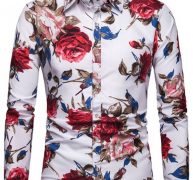 Ericdress Lapel European Floral Slim Single-Breasted Men’s Shirt