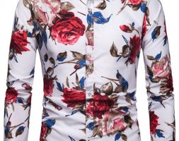Ericdress Lapel European Floral Slim Single-Breasted Men’s Shirt