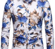 Ericdress Lapel European Floral Slim Single-Breasted Men’s Shirt