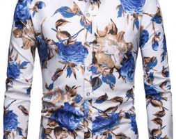 Ericdress Lapel European Floral Slim Single-Breasted Men’s Shirt