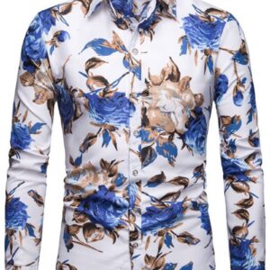 Ericdress Lapel European Floral Slim Single-Breasted Men's Shirt