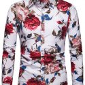 Ericdress Lapel European Floral Slim Single-Breasted Men’s Shirt