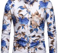 Ericdress Lapel European Floral Slim Single-Breasted Men’s Shirt