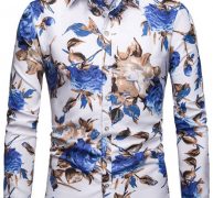 Ericdress Lapel European Floral Slim Single-Breasted Men’s Shirt