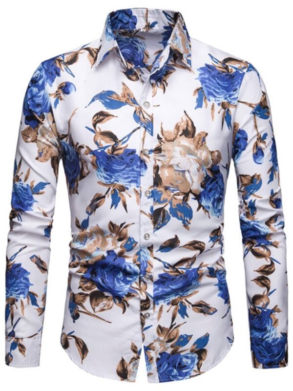 Ericdress Lapel European Floral Slim Single-Breasted Men's Shirt