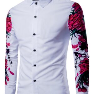 Ericdress Lapel Floral Print Slim Casual Men's Shirt