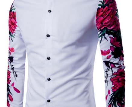 Ericdress Lapel Floral Print Slim Casual Men’s Shirt