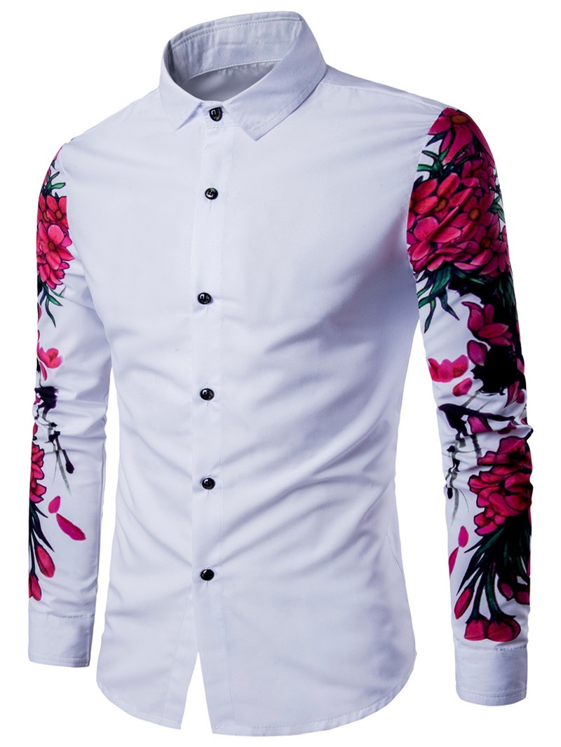 Ericdress Lapel Floral Print Slim Casual Men's Shirt