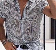 Ericdress Lapel Geometric Casual Single-Breasted Men’s Shirt