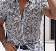 Ericdress Lapel Geometric Casual Single-Breasted Men’s Shirt