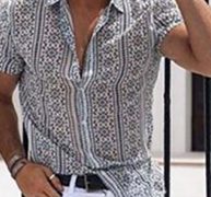 Ericdress Lapel Geometric Casual Single-Breasted Men’s Shirt