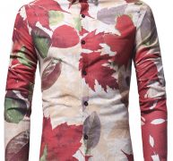 Ericdress Lapel Leaf Print Men’s Shirt