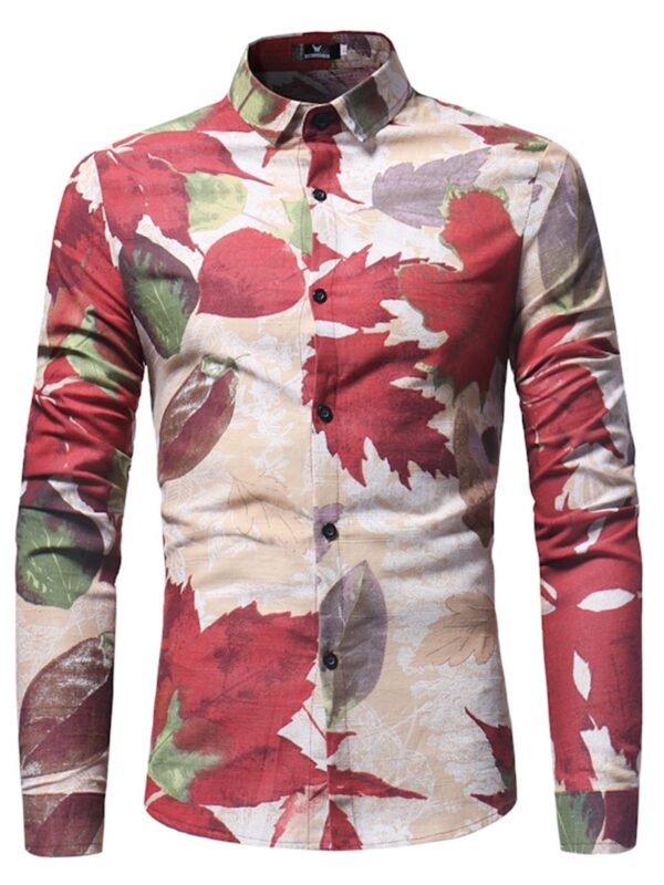 Ericdress Lapel Leaf Print Men's Shirt