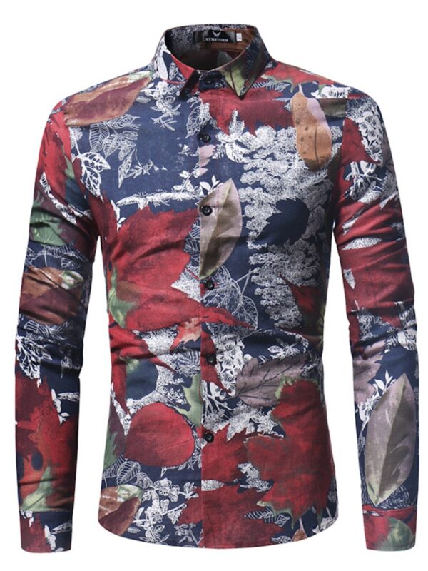 Ericdress Lapel Leaf Print Men's Shirt