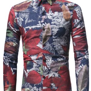 Ericdress Lapel Leaf Print Men's Shirt