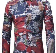 Ericdress Lapel Leaf Print Men’s Shirt