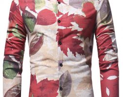 Ericdress Lapel Leaf Print Men’s Shirt