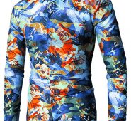 Ericdress Lapel Long Sleeve Print Color Block Men’s Shirt
