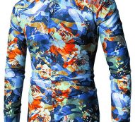 Ericdress Lapel Long Sleeve Print Color Block Men’s Shirt